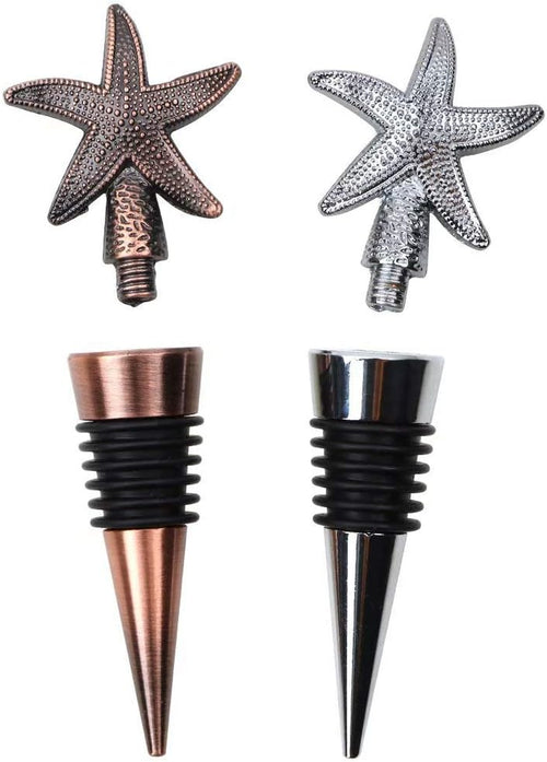 Decorative Starfish Wine and Bottle Stoppers Reusable and Lovely Plug (Starfish Set)